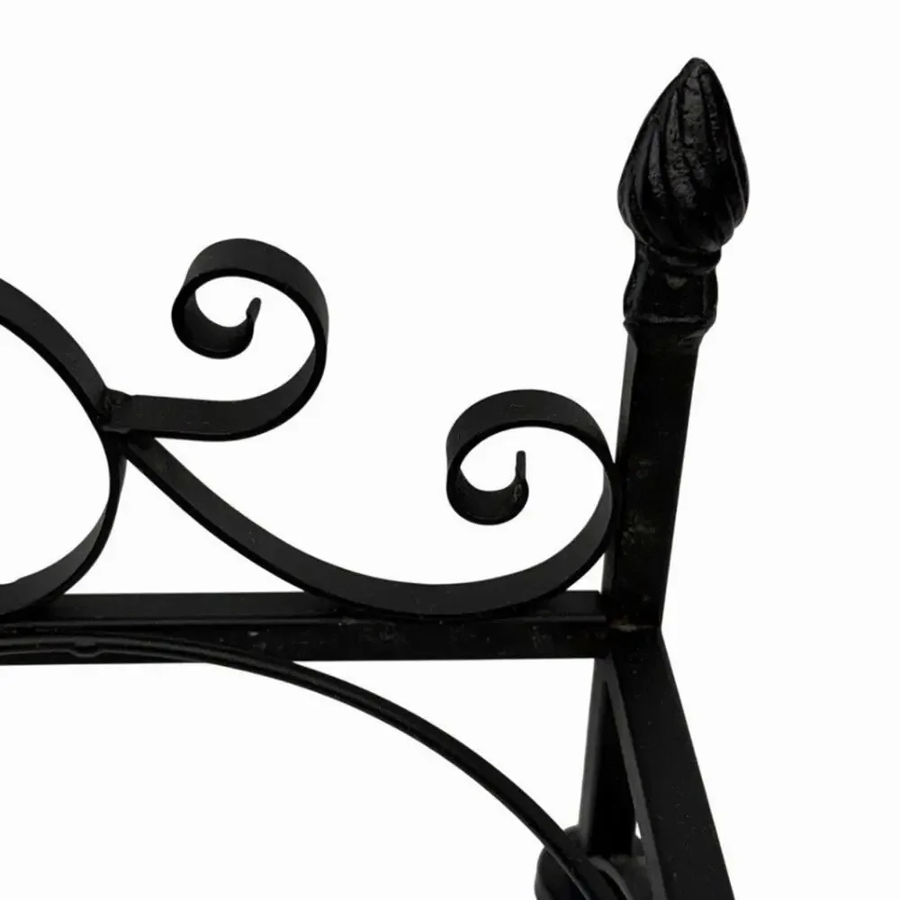 Vintage Victorian Style Wrought Iron Dog Food & Water Bowl Holder Ornate Scroll